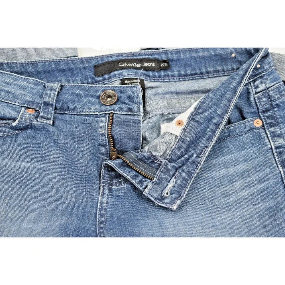 CALVIN KLEIN Women's Bermuda Blue Jean Shorts Denim Size 27/4 Small Stretch